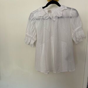 Zadig & Voltaire White Lace Trim Blouse